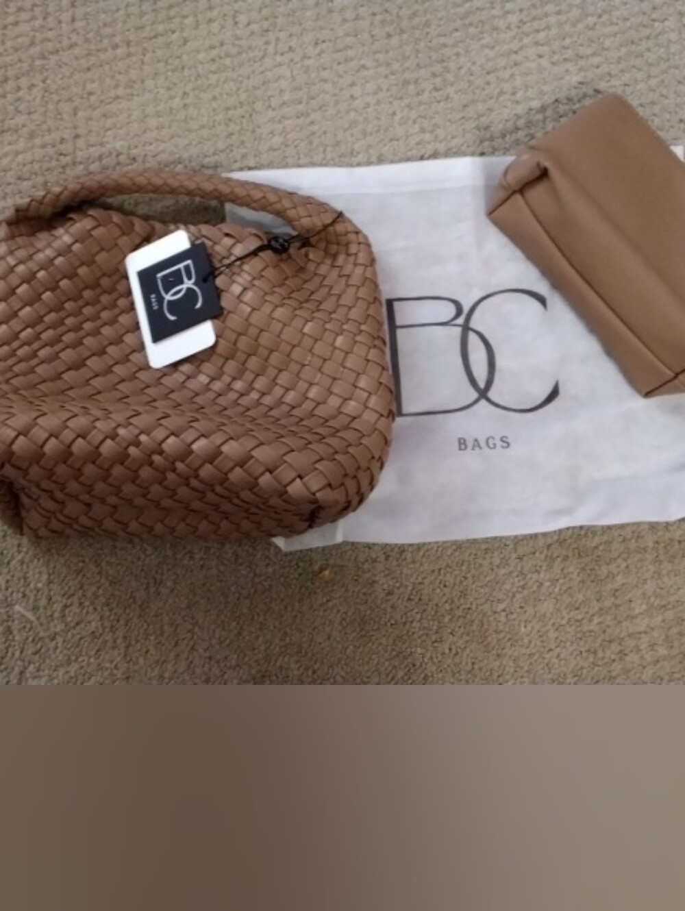 Woven Leather Hobo Bag in Tan